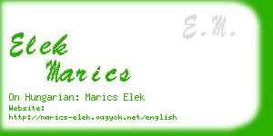 elek marics business card